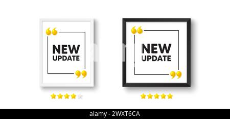 Symbol für neue Aktualisierung. Sonderangebot. Bilderrahmen mit 3D-Anführungssymbol. Vektor Stock Vektor