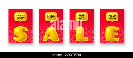 Zurück zur Arbeitsmarkierung. Stellenangebot. Postervorlagen mit 3D-Verkaufstext. Vektor Stock Vektor