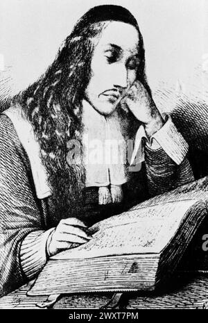 Porträt des niederländischen Philosophen Baruch Spinoza, Illustration, 17. Jahrhundert Stockfoto