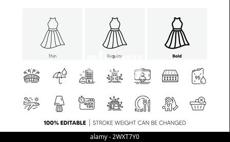 Benzinkanister, Kauf löschen und Zeilensymbole der Tischleuchte. Für Web-App drucken. Zeilensymbole. Vektor Stock Vektor