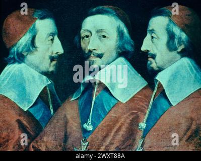 Porträt von Kardinal Richelieu, Gemälde des französischen Künstlers Philippe de Champagne, 17. Jahrhundert Stockfoto