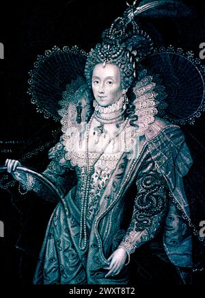 Porträt der Königin Elisabeth I. von England, Gemälde aus dem 16. Jahrhundert Stockfoto