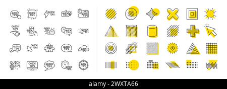 QuickInfo-Zeilensymbole. Eine Reihe hilfreicher Tricks, Lösungen und Kurzanleitung. Designelemente. Vektor Stock Vektor