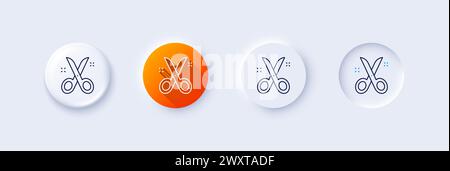 Symbol für die Scherenlinie. Schild Schneidwerkzeug. Schneiderutensilien. Zeilensymbole. Vektor Stock Vektor