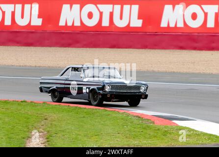 Julian Thomas und Calum Lockie, Blue, 1964, Ford Falcon, während der Adrian Flux Trophy für das Transatlantic Pre'66 Touring Cars Race Stockfoto