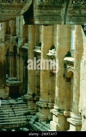 Innenansicht des Tempels des Bacchus in Baalbek, Libanon 1980er Jahre Stockfoto