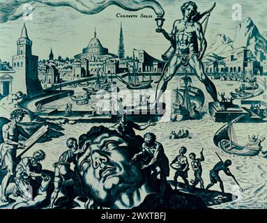 Der Koloss von Rhodos, Griechenland, Illustration Stockfoto