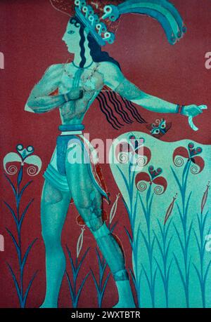 Das Fresko des Lilienprinzen im Palast von König Minos, Kreta, Griechenland 1700 v. Chr Stockfoto