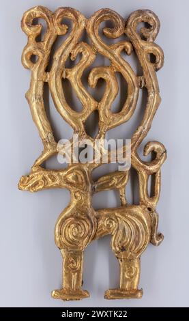 Hirschfigur, verziert mit Gold, 5. Jh. v. Chr., sarmatische Kunst, Puschkin Staatliches Museum der Schönen Künste, Moskau, Russland Stockfoto