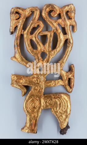 Hirschfigur, verziert mit Gold, 5. Jh. v. Chr., sarmatische Kunst, Puschkin Staatliches Museum der Schönen Künste, Moskau, Russland Stockfoto