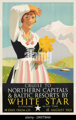 Bootstour zu den nördlichen Hauptstädten und Resorts in der Ostsee mit dem White Star mit KMB (Daten unbekannt). Poster, veröffentlicht 1931 in Großbritannien. Stockfoto
