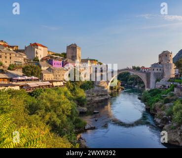 Stari Most, Alte Brücke, Osmanische Brücke aus dem 16. Jahrhundert, Mostar, Bosnien Stockfoto