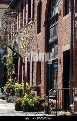 Sniffen Court Historic District in Murray Hill, NYC, East 36th Street Stockfoto