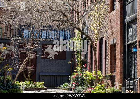 Sniffen Court Historic District in Murray Hill, NYC, East 36th Street Stockfoto