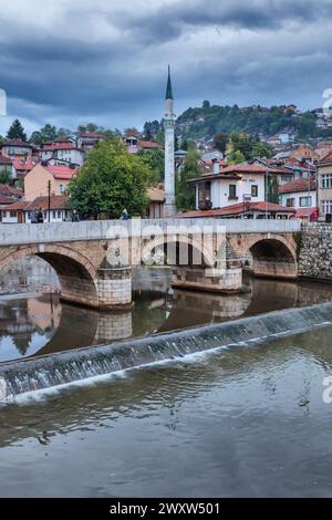Lateinische Brücke, Ort der Ermordung von Franz Ferdinand, Sarajevo, Bosnien Stockfoto