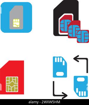Karte, GSM, Mobiltelefon, Telefon, sim-Karte, sim-Karte, Telefon-Logo-Vorlage Vektor-Symbol-Illustration Design Stock Vektor