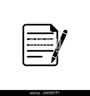 Dokument mit Bleistiftvektorsymbol. Einfaches, ausgefülltes Symbol auf weißem Hintergrund Stock Vektor