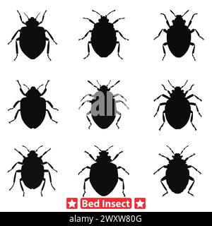 Insektenbefall Warnung detaillierte Bett Bug Vektor Sammlung für Gesundheitsbewusstsein Stock Vektor