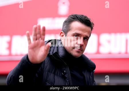 Fulham-Manager Marco Silva kommt vor dem Spiel der Premier League auf dem City Ground in Nottingham an. Bilddatum: Dienstag, 2. April 2024. Stockfoto