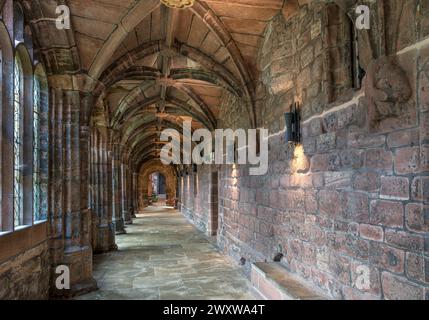 Kreuzgänge in Chester Cathedral, Chester, Cheshire, England, Großbritannien Stockfoto