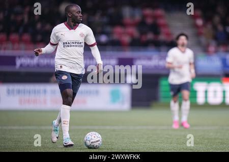 Rotterdam, Niederlande. April 2024. ROTTERDAM, 02.04.2024, Van Donge & de Roo Stadion, niederländischer Fußball Eredivisie, Saison 2023/2024. PSV-Spieler Jordan Teze während des Spiels Excelsior – PSV-Guthaben: Pro Shots/Alamy Live News Stockfoto