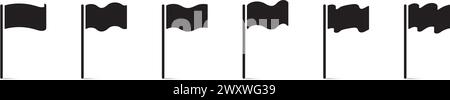 Symbol für schwarze Waving Fahnen isoliert auf weiß gesetzt. Vektorabbildung Stock Vektor