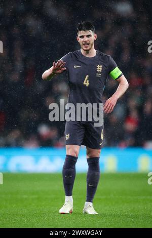 LONDON, UK - 26. März 2024: Declan Rice of England während des Internationalen Fußball-Freundschaftsspiels zwischen England und Belgien im Wembley Stadium ( Stockfoto