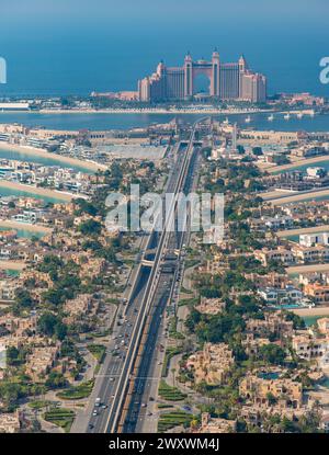 Ein Bild von Palm Jumeirah und Atlantis, The Palm Hotel. Stockfoto
