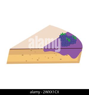 Cartoon-Stück Kuchen. Verschiedene bunte Kuchenscheiben, Käfig und Restaurant süßes Dessert mit Creme glasiert Obst und Kekse. Vektorgebäckstücke Stock Vektor