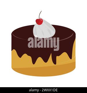 Cartoon-Stück Kuchen. Verschiedene bunte Kuchenscheiben, Käfig und Restaurant süßes Dessert mit Creme glasiert Obst und Kekse. Vektorgebäckstücke Stock Vektor