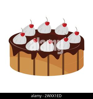 Cartoon-Stück Kuchen. Verschiedene bunte Kuchenscheiben, Käfig und Restaurant süßes Dessert mit Creme glasiert Obst und Kekse. Vektorgebäckstücke Stock Vektor