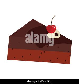 Cartoon-Stück Kuchen. Verschiedene bunte Kuchenscheiben, Käfig und Restaurant süßes Dessert mit Creme glasiert Obst und Kekse. Vektorgebäckstücke Stock Vektor