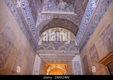 Mosaik im Inneren der Hagia Sophia, Ayasofya, Istanbul, Türkei Stockfoto