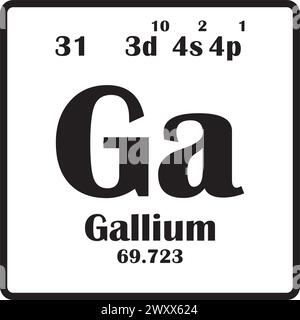 Element Gallium Symbol, Vektordarstellung Symbol Design Stock Vektor