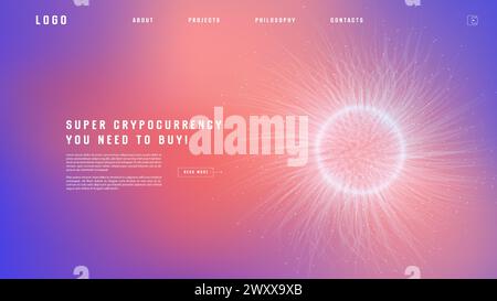 Landing Page Abstract Design mit Erweiterung des Linienelements. Vorlage für Website oder App mit Tentakelform. Stock Vektor