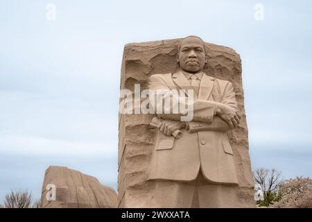 Washington DC – USA – 22. März 2024 Großaufnahme der Granitstatue von Lei Yixin „der Stein der Hoffnung“, Teil des Martin Luther King, Jr. Memorial. Ein Nationales Stockfoto