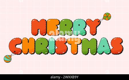 Frohe Weihnachten, grooviger Farbaufkleber. Stock Vektor