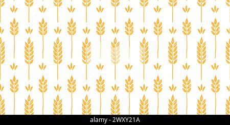 Weizenpinsel Textur nahtloses Muster Hintergrund. Handgezeichneter Pinsel abstraktes Blumenweizen nahtloses Muster. Abstrakter, handgezeichneter Hintergrund mit Blumenmuster. Vektorabbildung Stock Vektor