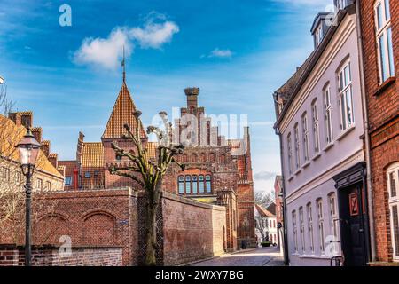 Straßen des mittelalterlichen Ribe in Dänemark Stockfoto