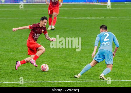 Shanghai Port Football Club besiegte Henan Jiuzu Dukang Football Club mit 3-1 in der dritten Runde der Chinesischen Super League (CSL) 2024 in Shanghai. Stockfoto