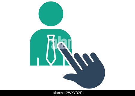 Symbol „Zuweisen“. Berühren Sie Menschen mit der Hand. Symbol für Aktionsplan, Geschäft. Symbolstil durchgehend. Abbildung des Geschäftselements Stock Vektor