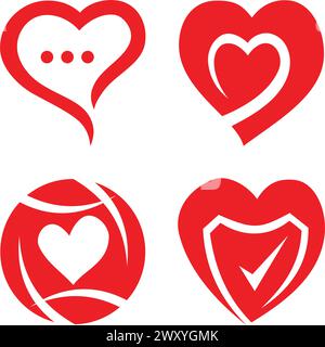 Red Heart icon Set: Vektor-Symbole für Liebe und Romantik Stock Vektor
