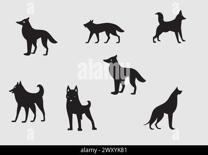 Wolfdog-Design mit minimalen Symbolen Stock Vektor