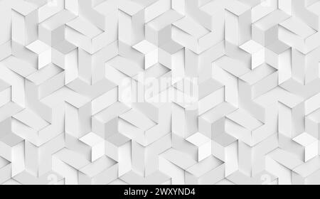 3D-Tapete Origami-Mosaik aus weißen Partikeln hochwertige nahtlose, realistische Textur Stockfoto