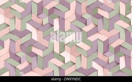3D-Tapete Origami-Mosaik aus bunten Partikeln von Pastellfarben hochwertige nahtlose, realistische Textur Stockfoto