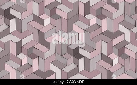 3D-Tapete Origami-Mosaik aus farbigen Partikeln rosa Ton hohe Qualität nahtlose realistische Textur Stockfoto