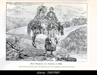 Wie Biarritz 1813 von Gordon Cochrane Home besucht wurde (25. Juli 1878 – 13. Dezember 1969) war ein englischer Landschaftskünstler, Schriftsteller und Illustrator. Biarritz ist eine Stadt im Golf von Biskaya an der Atlantikküste im Département Pyrénées-Atlantiques im französischen Baskenland im Südwesten Frankreichs. Stockfoto