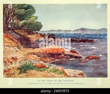 On the Coast of the Esterels 1910 von Gordon Cochrane Home (25. Juli 1878 – 13. Dezember 1969) war ein englischer Landschaftskünstler, Schriftsteller und Illustrator. Stockfoto