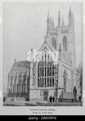 MERTON COLLEGE KAPELLE. FIOM the South West.from der Artikel THE BUILDINGS OF OXFORD AUS DER SICHT EINES INGENIEURS. Von J. W. Parry. Vom Engineering Magazine gewidmet dem industriellen Fortschritt Band XVI Oktober 1898 bis März 1899 The Engineering Magazine Co Stockfoto