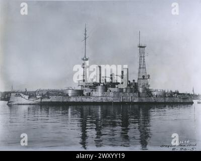 Die USS Oregon (BB-3) war das dritte und letzte Mitglied der Indiana-Klasse von Kriegsschiffen, die in den 1890er Jahren für die United States Navy gebaut wurden Die Schlacht von Santiago de Cuba am 3. Juli 1898 Stockfoto